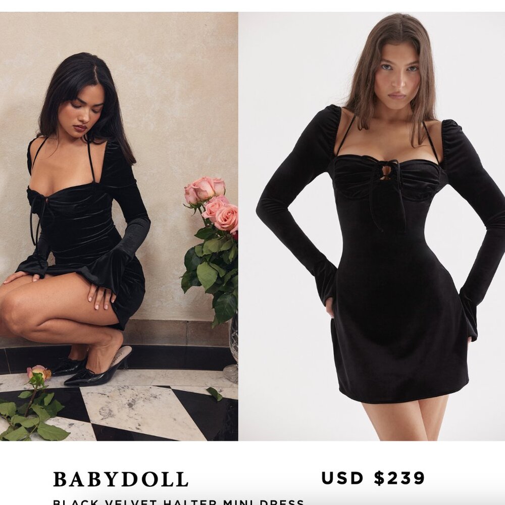 House of CB Babydoll dress velvet